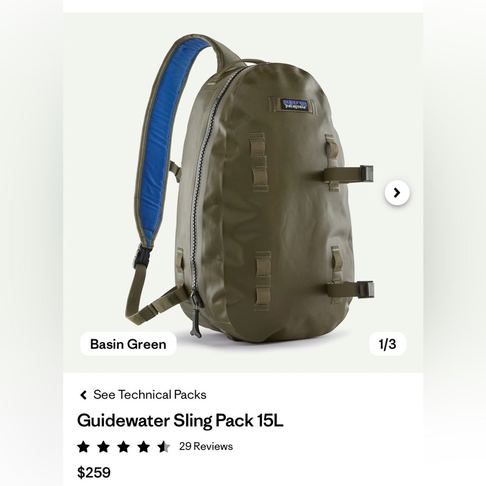 Patagonia waterproof sling Backpack (all black version)